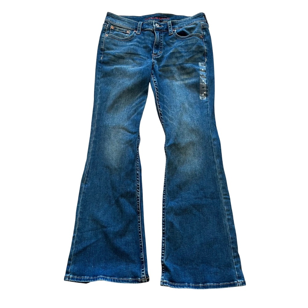 Lucky Brand Low Rise Flare Jeans Medium‎ Wash Blue Denim Size 12/31 R